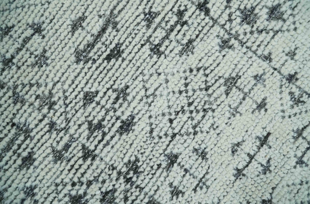 Contemporary Tribal 2x3 Hand Knotted Ivory and Charcoal Wool Rug - The Rug Decor
