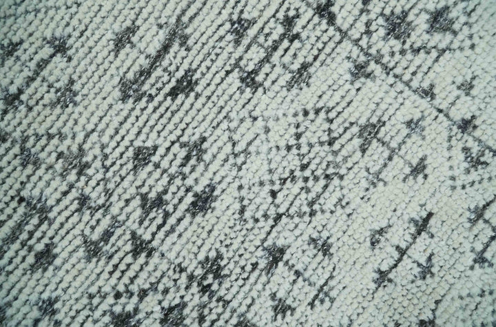 Contemporary Tribal 2x3 Hand Knotted Ivory and Charcoal Wool Rug - The Rug Decor