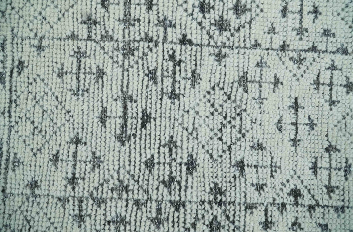 Contemporary Tribal 2x3 Hand Knotted Ivory and Charcoal Wool Rug - The Rug Decor