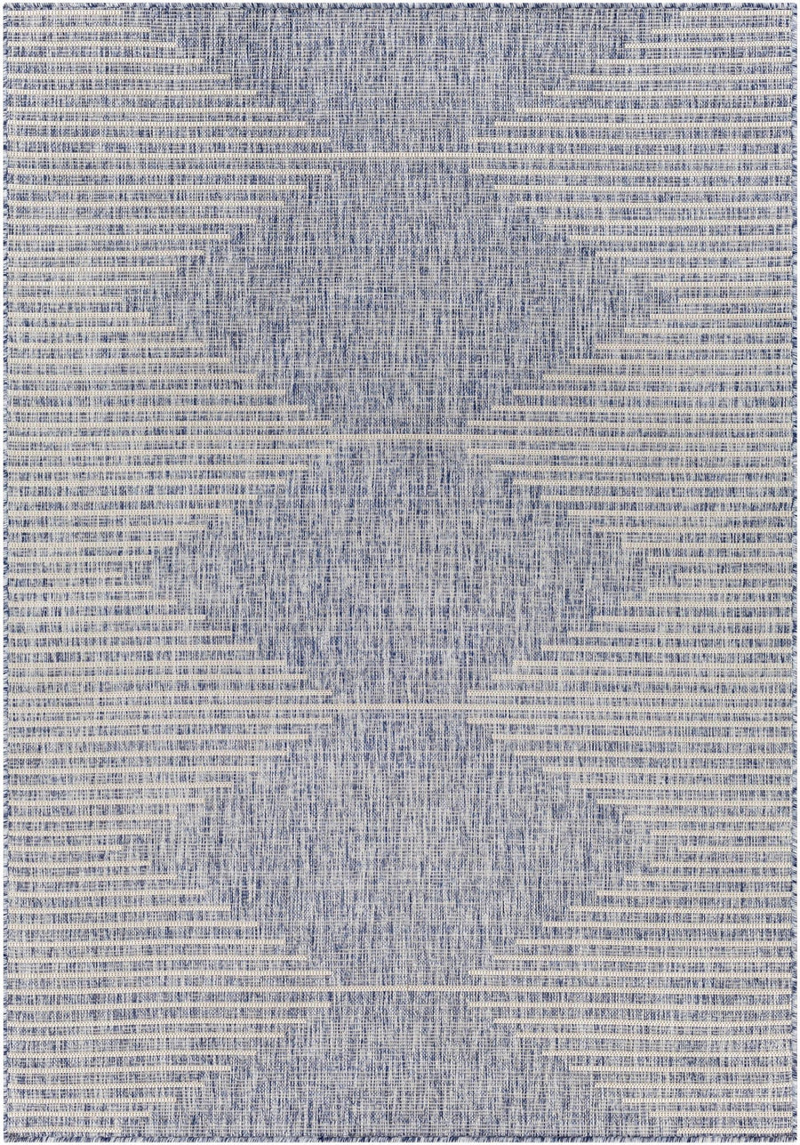 Contemporary Tribal Design Blue, Beige and Gray outdoor safe Area Rug - The Rug Decor