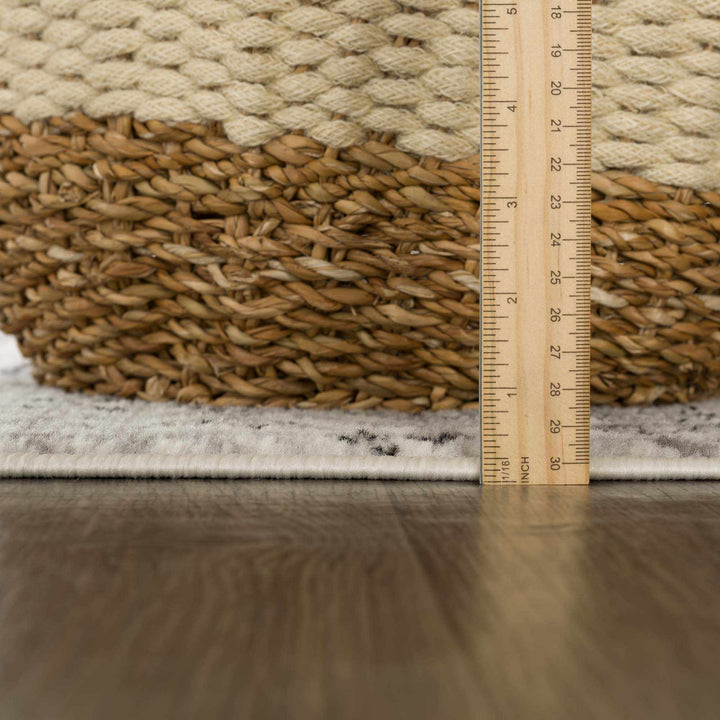 Contemporary Tribal Design Plain Black, Light Gray, Charcoal, Off white area rug - The Rug Decor