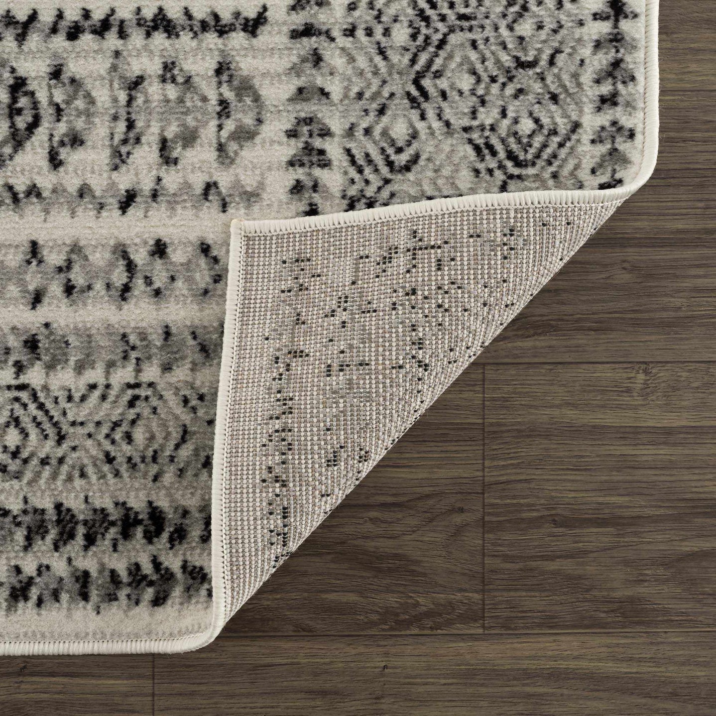 Contemporary Tribal Design Plain Black, Light Gray, Charcoal, Off white area rug - The Rug Decor