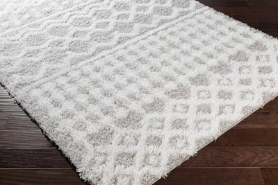 Contemporary White and Gray Plush pile Tribal Design Area Rug - The Rug Decor