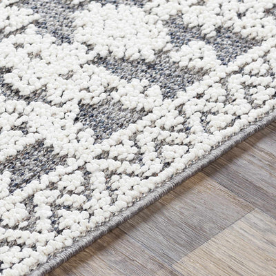 Contemporary White and Grey Tribal Design High Low Outdoor Area Rug - The Rug Decor