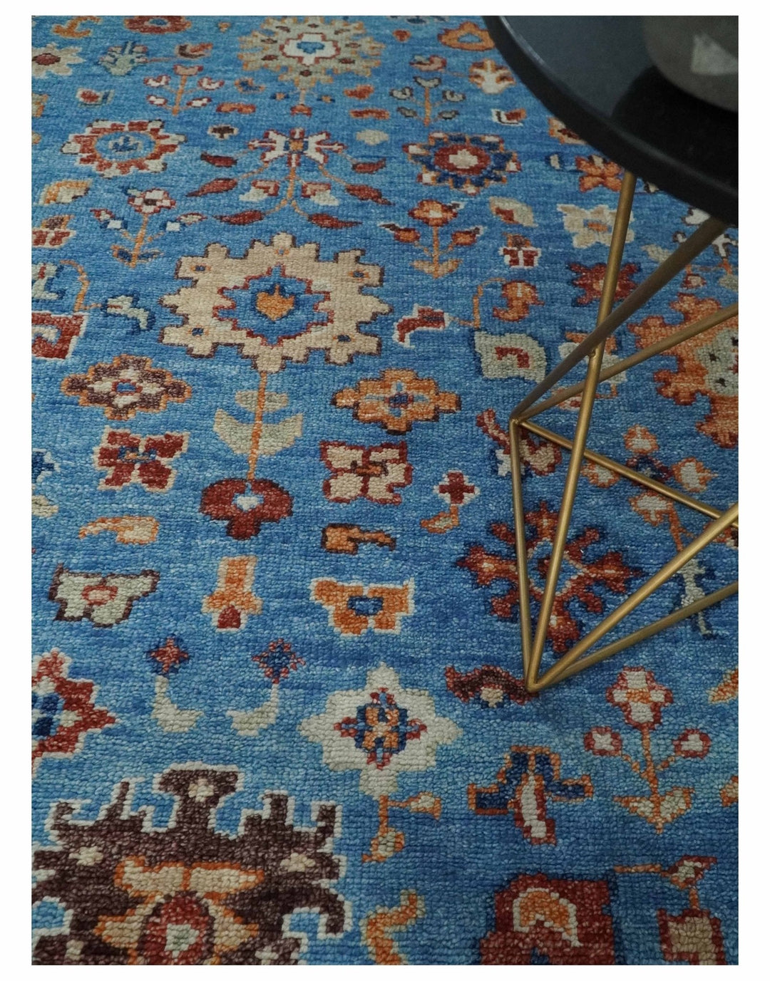 Custom made 11x16.6 Wool Traditional Blue and Ivory Vibrant Colorful Hand knotted Oushak Area Rug | TRD2741 - The Rug Decor