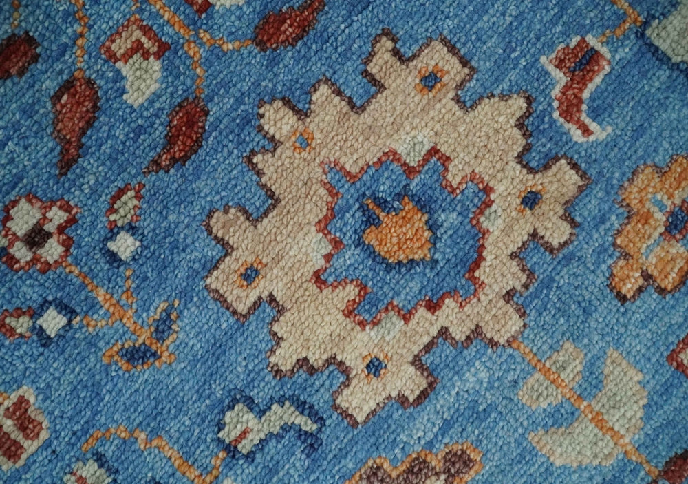 Custom made 11x16.6 Wool Traditional Blue and Ivory Vibrant Colorful Hand knotted Oushak Area Rug | TRD2741 - The Rug Decor
