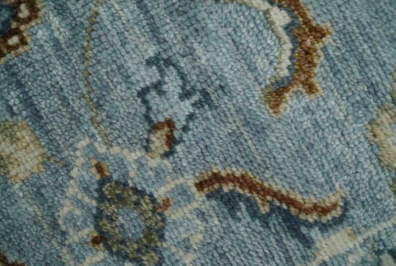 Custom Made 14.6x14.6 Hand Knotted Blue Traditional Oushak Wool Rug - 50- Days| TRD3112 - The Rug Decor