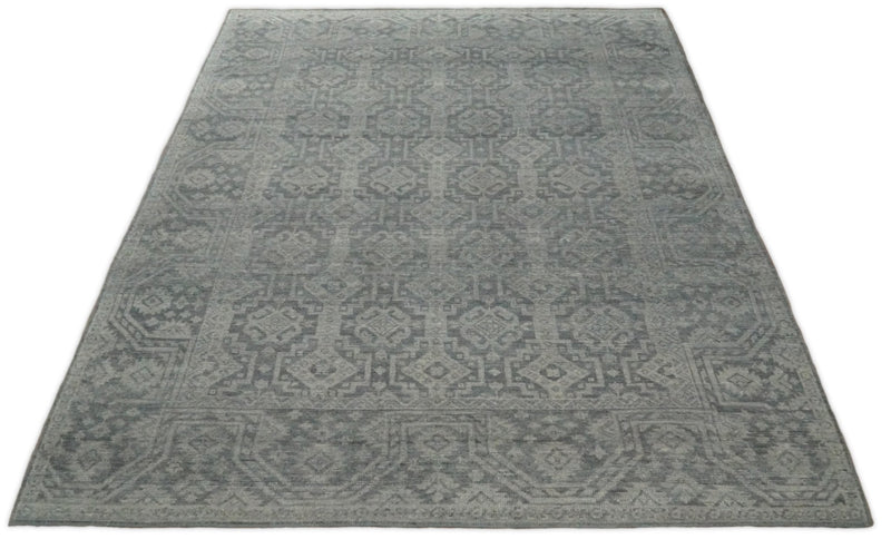 Custom Made Antique Finish Hand knotted Silver and Charcoal Wool Area Rug, Kids, Living Room and Bedroom Rug - The Rug Decor