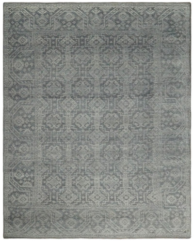 Custom Made Antique Finish Hand knotted Silver and Charcoal Wool Area Rug, Kids, Living Room and Bedroom Rug - The Rug Decor