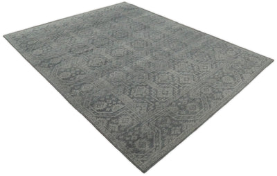 Custom Made Antique Finish Hand knotted Silver and Charcoal Wool Area Rug, Kids, Living Room and Bedroom Rug - The Rug Decor