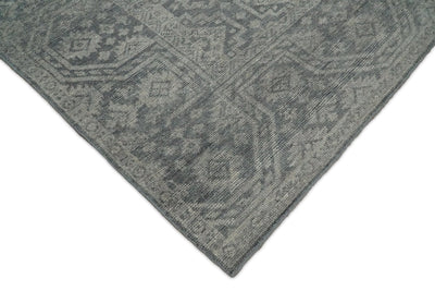 Custom Made Antique Finish Hand knotted Silver and Charcoal Wool Area Rug, Kids, Living Room and Bedroom Rug - The Rug Decor