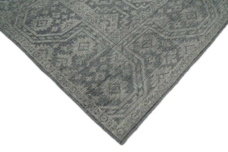 Custom Made Antique Finish Hand knotted Silver and Charcoal Wool Area Rug, Kids, Living Room and Bedroom Rug - The Rug Decor