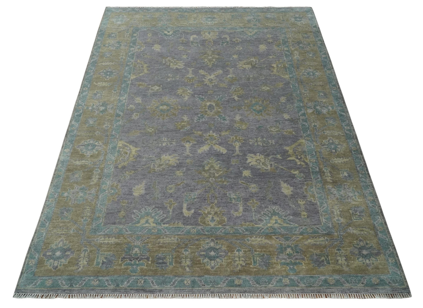 Custom Made Antique look Plum and Brown Hand Knotted Traditional Oushak Wool Area Rug - The Rug Decor