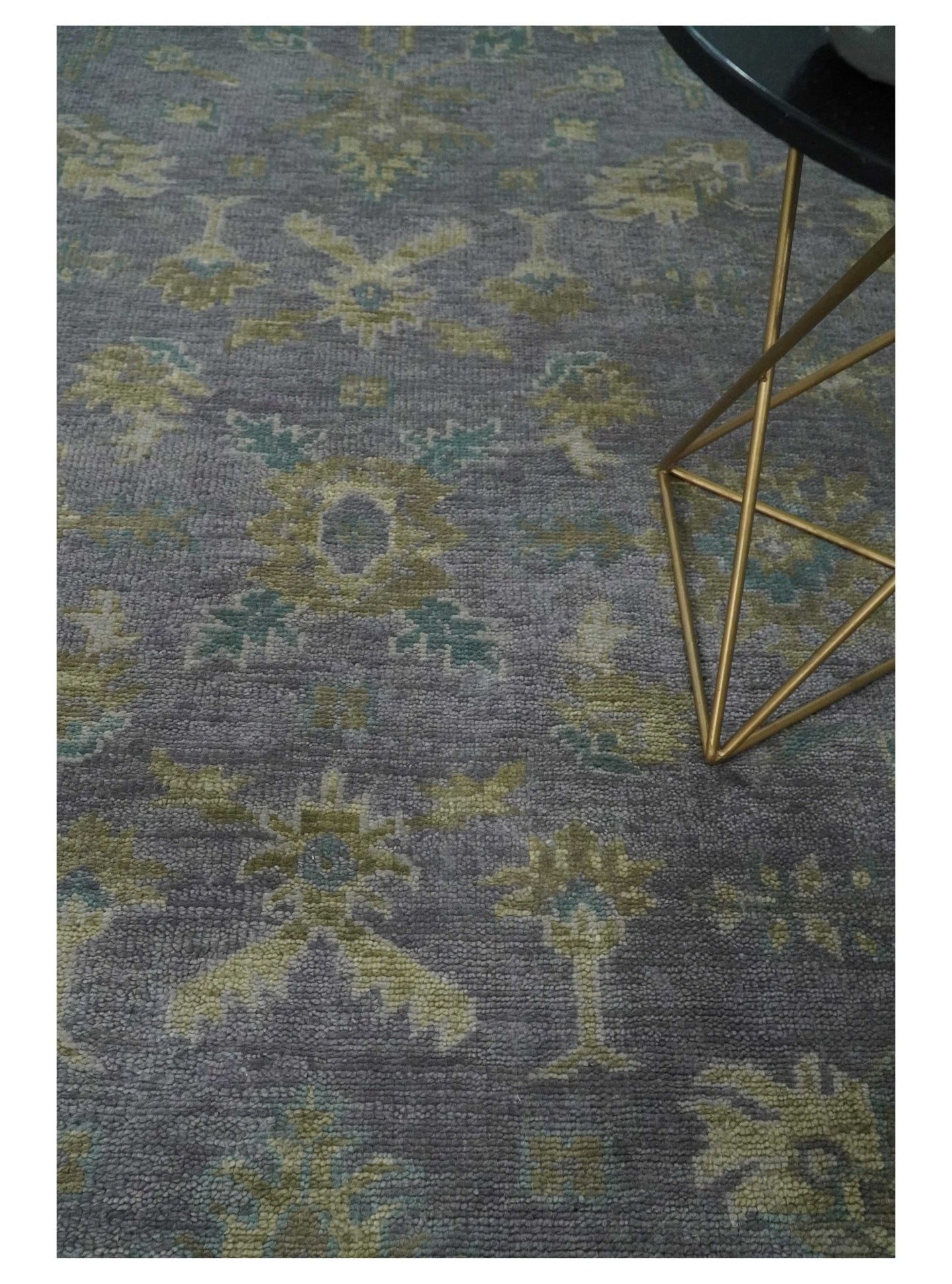 Custom Made Antique look Plum and Brown Hand Knotted Traditional Oushak Wool Area Rug - The Rug Decor