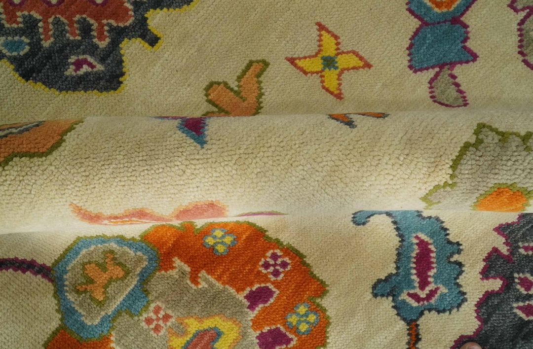 Custom Made Antique Style Beige Colorful Hand knotted Traditional Oushak wool Area Rug - The Rug Decor