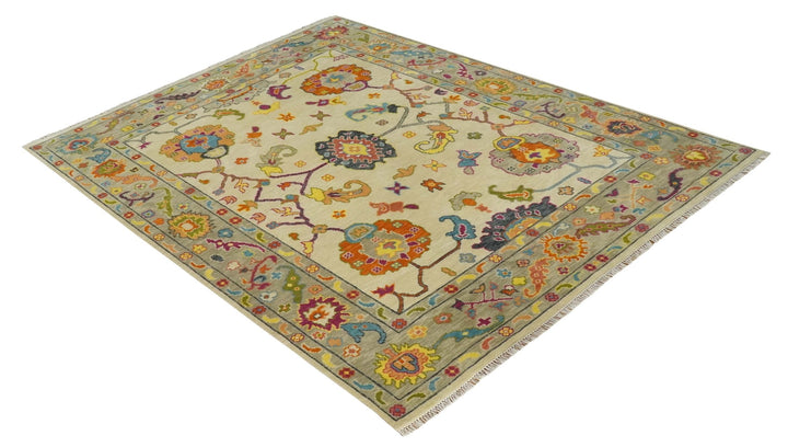 Custom Made Antique Style Beige Colorful Hand knotted Traditional Oushak wool Area Rug - The Rug Decor
