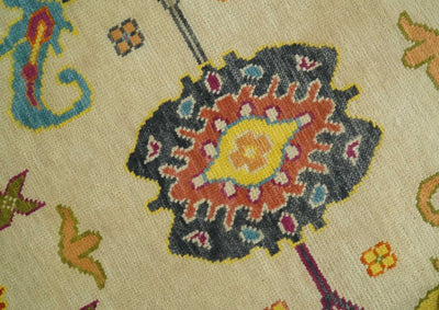 Custom Made Antique Style Beige Colorful Hand knotted Traditional Oushak wool Area Rug - The Rug Decor