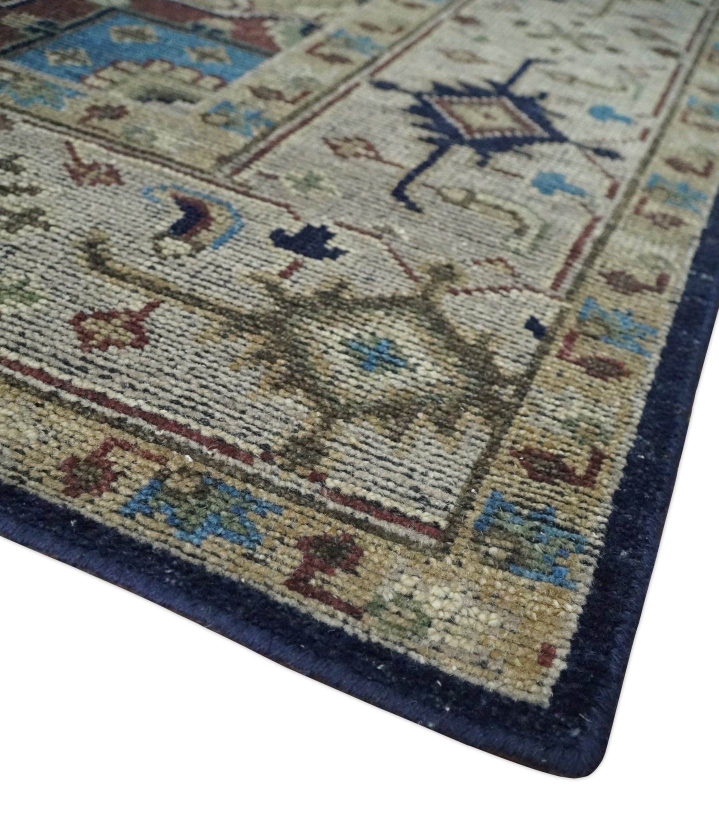 Custom Made Antique Style Brown, Beige and Blue Traditional wool Area Rug - The Rug Decor