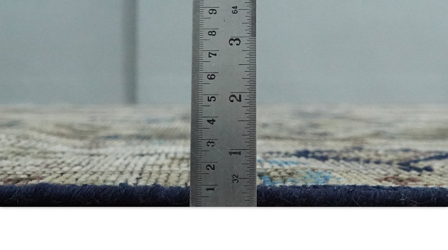 Custom Made Antique Style Brown, Beige and Blue Traditional wool Area Rug - The Rug Decor