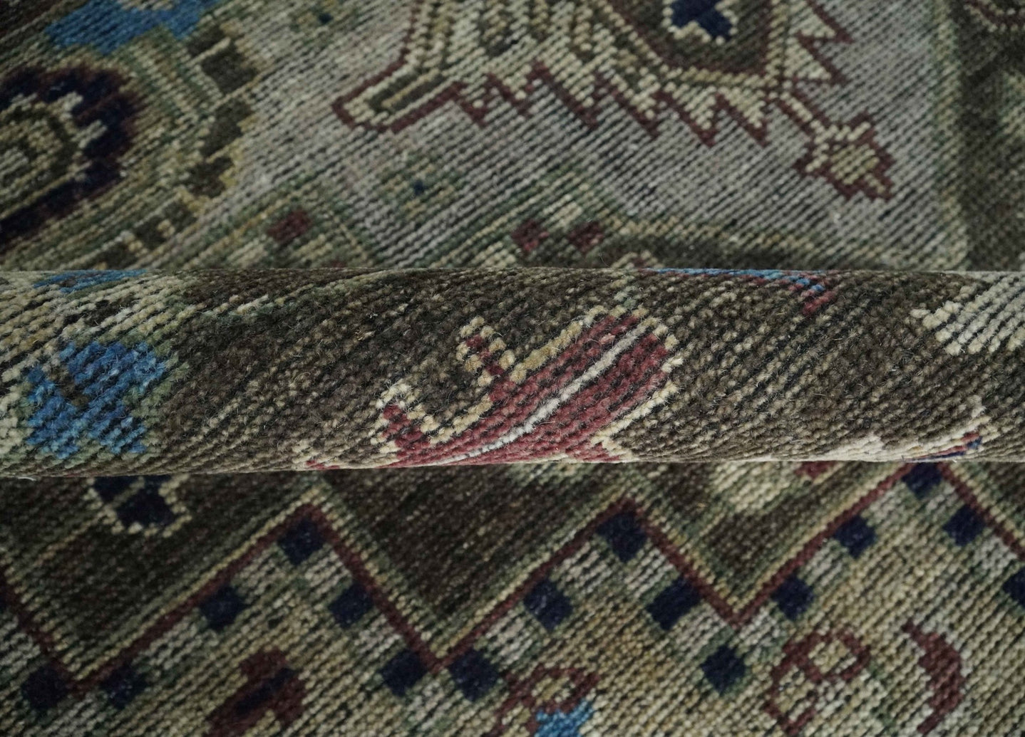 Custom Made Antique Style Brown, Beige and Blue Traditional wool Area Rug - The Rug Decor