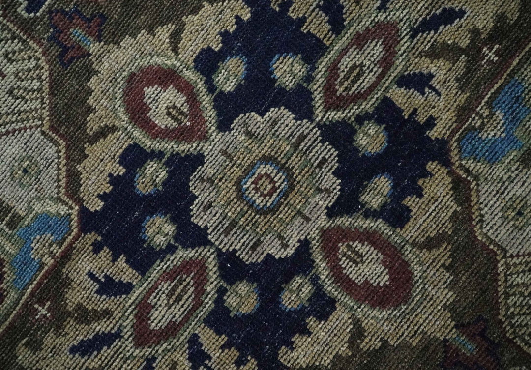 Custom Made Antique Style Brown, Beige and Blue Traditional wool Area Rug - The Rug Decor