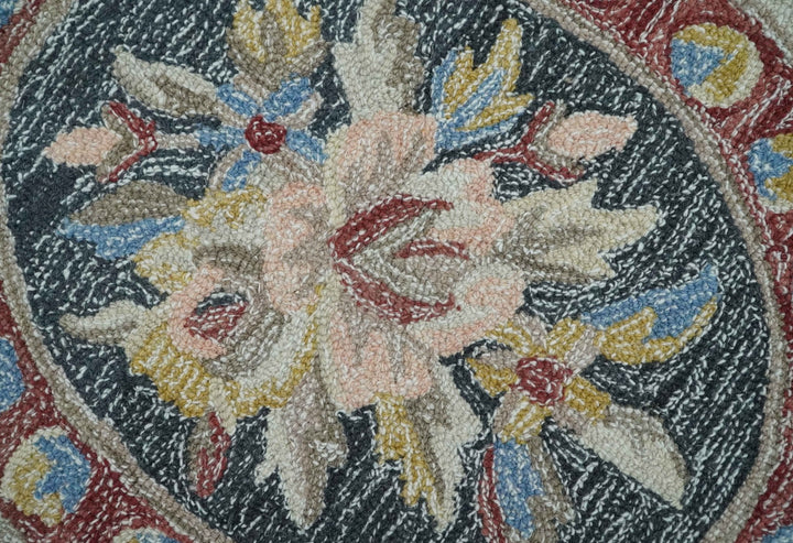 Custom Made Beige and Charcoal Aubusson French design Hand Tufted wool Area Rug - The Rug Decor
