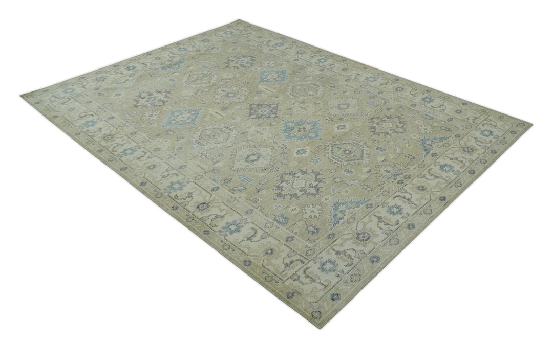 Custom Made Beige and Ivory Hand knotted Traditional Oushak wool Area Rug - The Rug Decor