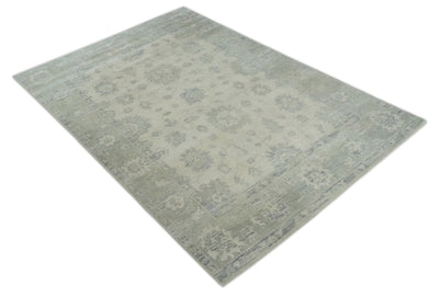 Custom Made Beige and Light Green Hand knotted Traditional Oushak Multi Size wool Area Rug - The Rug Decor