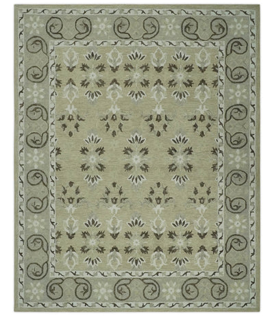 Custom Made Beige, Ivory and Charcoal Traditional Ikat design Hand Tufted wool Area Rug - The Rug Decor