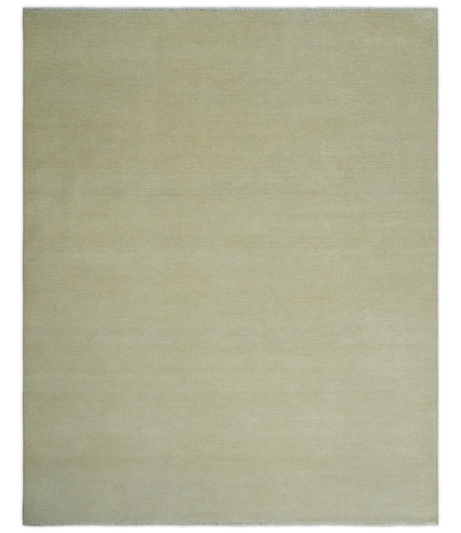 Custom Made Beige Modern Solid Hand knotted wool Area Rug - The Rug Decor