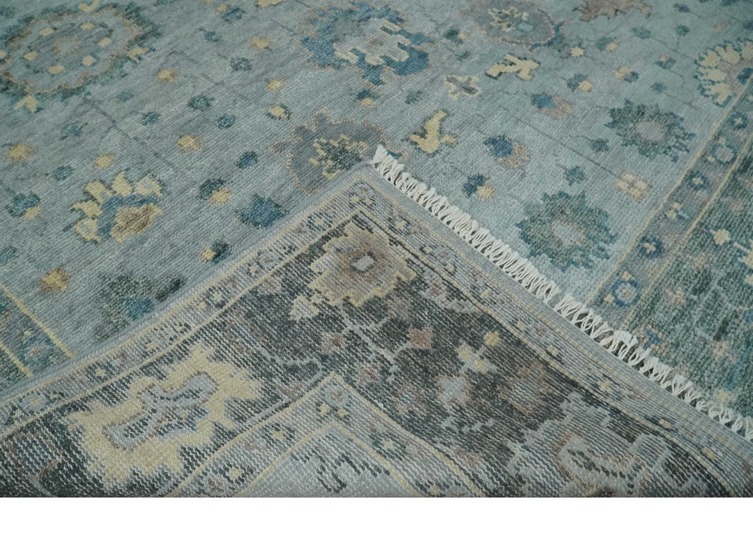 Custom Made Blue and Green Hand knotted traditional Oushak wool Area Rug - The Rug Decor