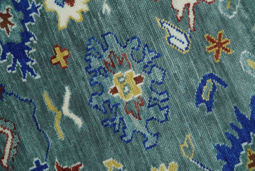 Custom Made Blue and Ivory Colorful Hand knotted Traditional Oushak wool Area Rug - The Rug Decor