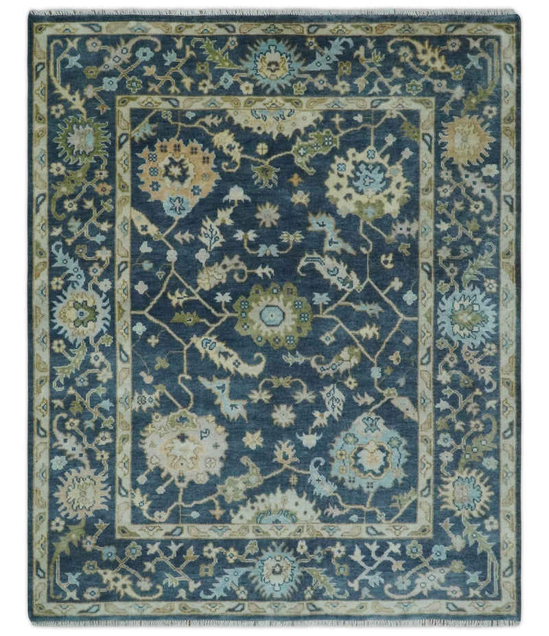 Custom Made Blue, Beige and Green Multi size Hand knotted Traditional Oushak Wool Area Rug - The Rug Decor