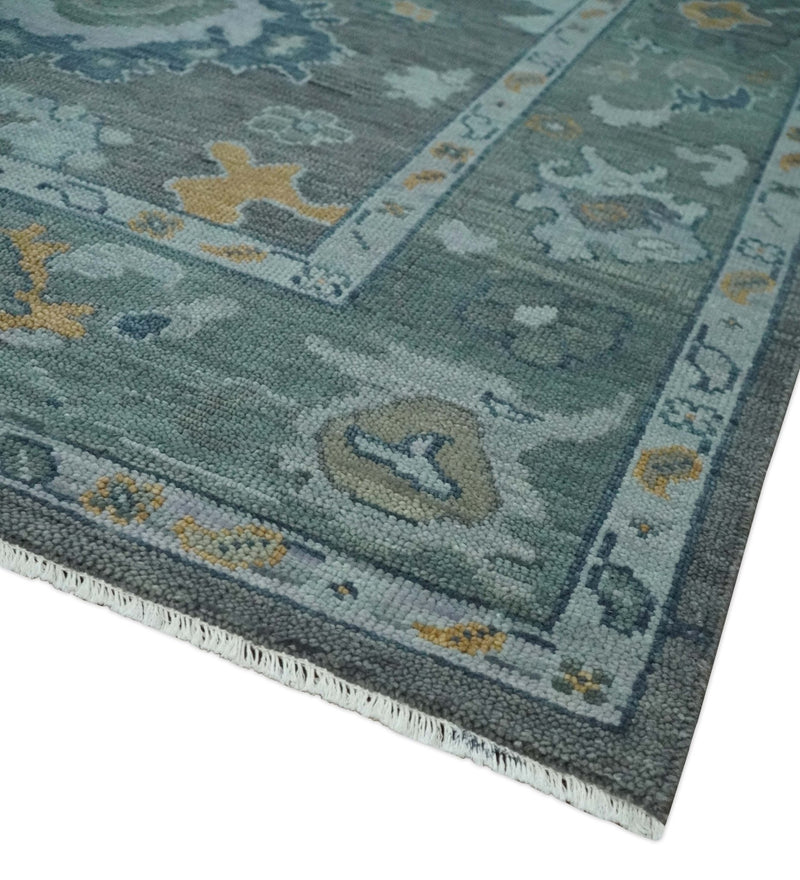 Custom Made Charcoal, Gray and Silver Antique look Traditional Oushak wool Area Rug - The Rug Decor