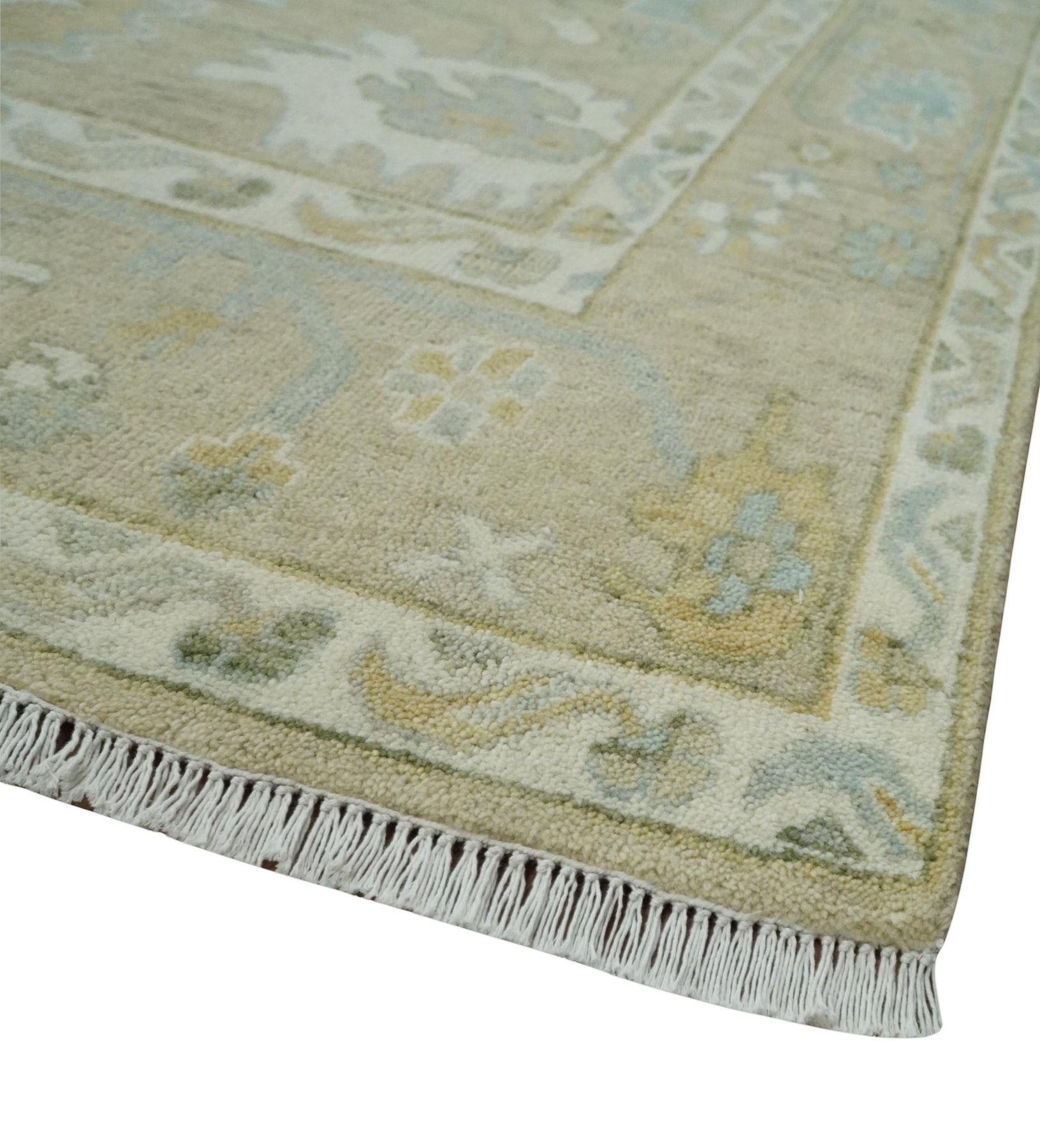 Hand Knotted Antique Beige and Ivory Traditional Multi Size Wool Rug ...