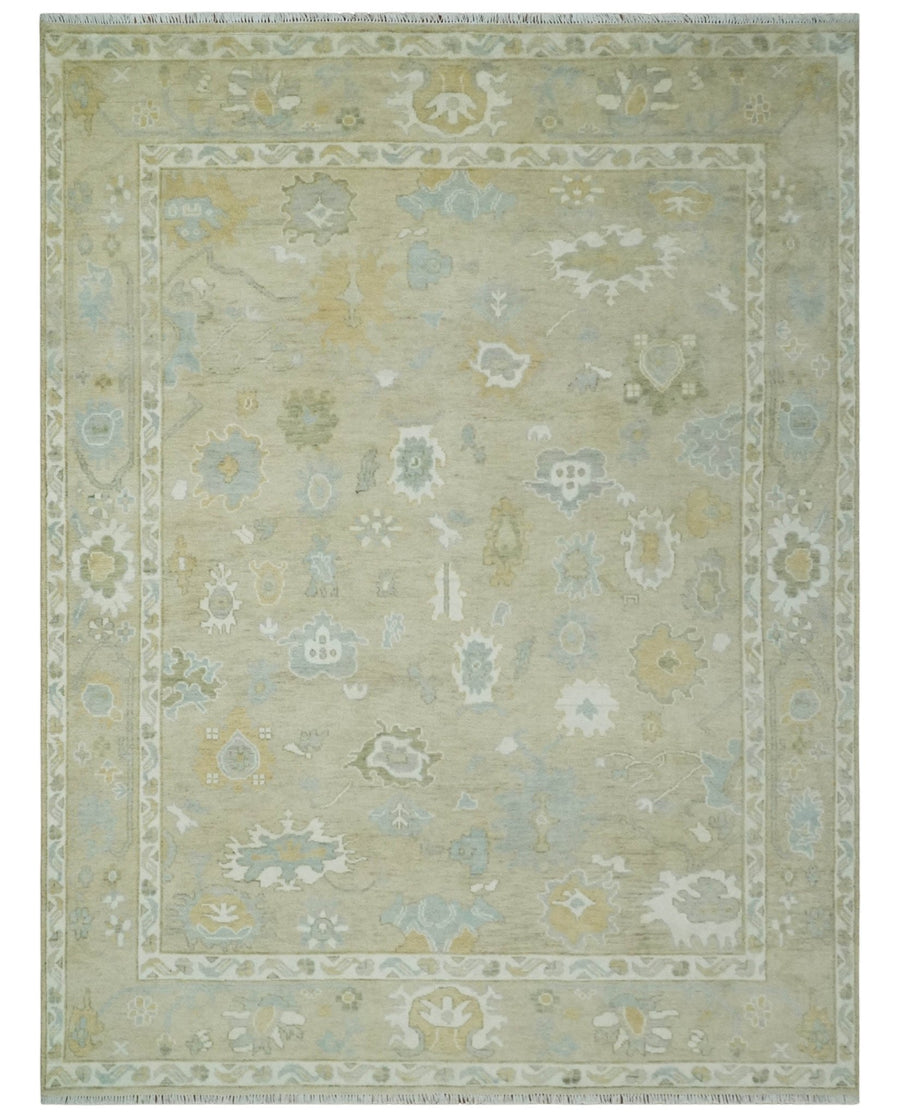 Custom Made Earthy Hand Knotted Beige and Ivory Traditional Multi Size Wool Area Rug - The Rug Decor