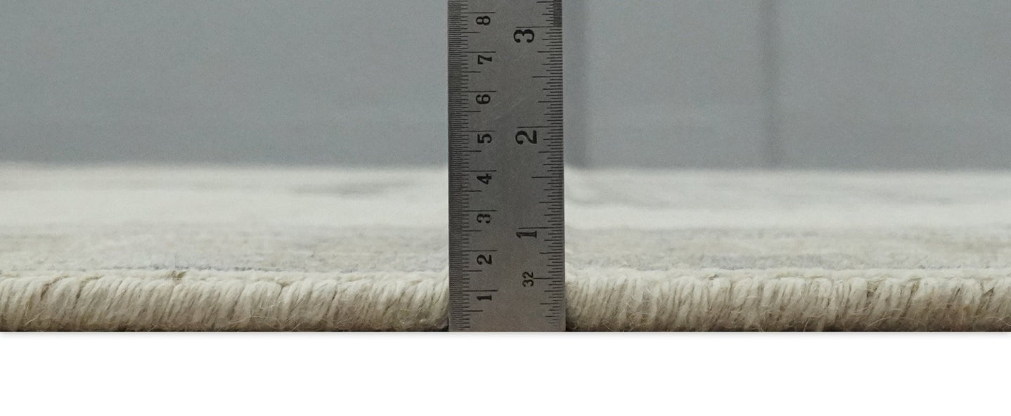 Custom Made Earthy Hand Knotted Ivory, Charcoal and Beige Wool Area Rug - The Rug Decor