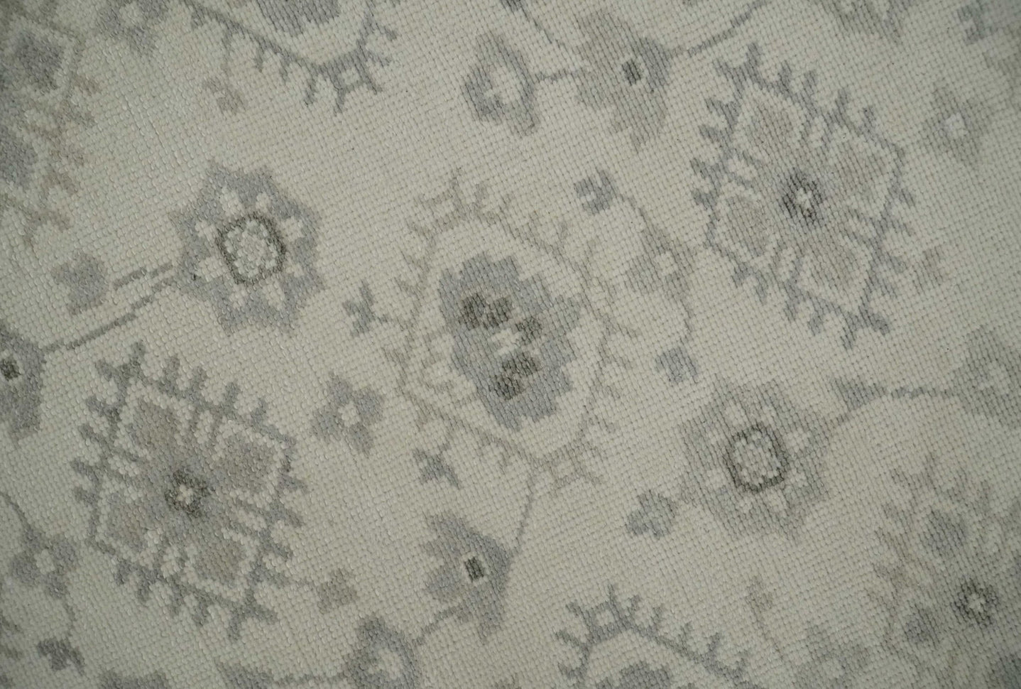 Custom Made Fine Hand Knotted Ivory and Charcoal Style Hand knotted Wool Area Rug - The Rug Decor