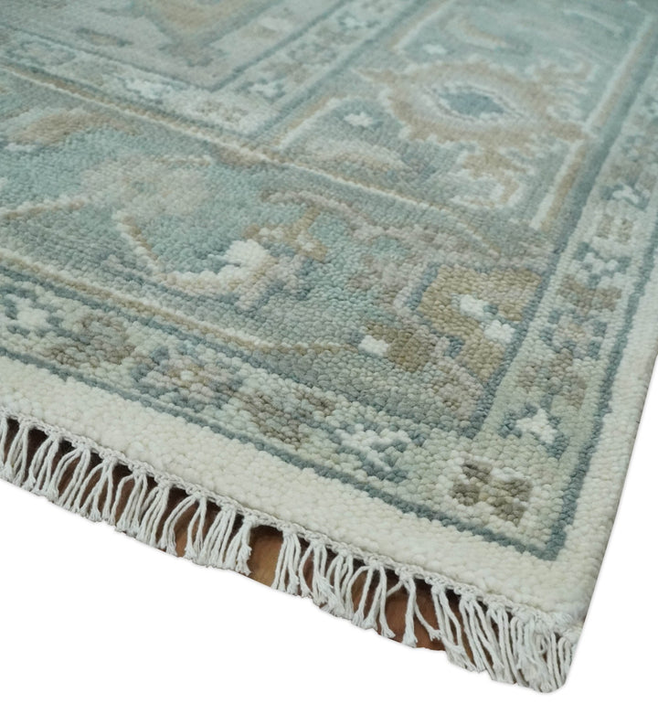 Custom Made Gray, Ivory and Silver Hand knotted Traditional Medallion wool Area Rug - The Rug Decor