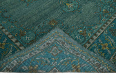 Custom Made Green Hand Knotted Antique Style Multi Size Traditional Wool Rug - The Rug Decor