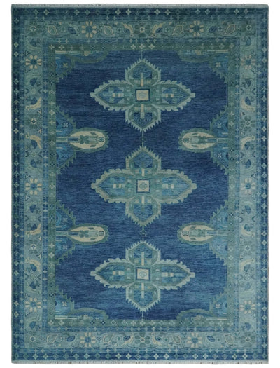 Custom Made Hand Knotted Blue and Silver Traditional Antique Style Wool Rug - The Rug Decor