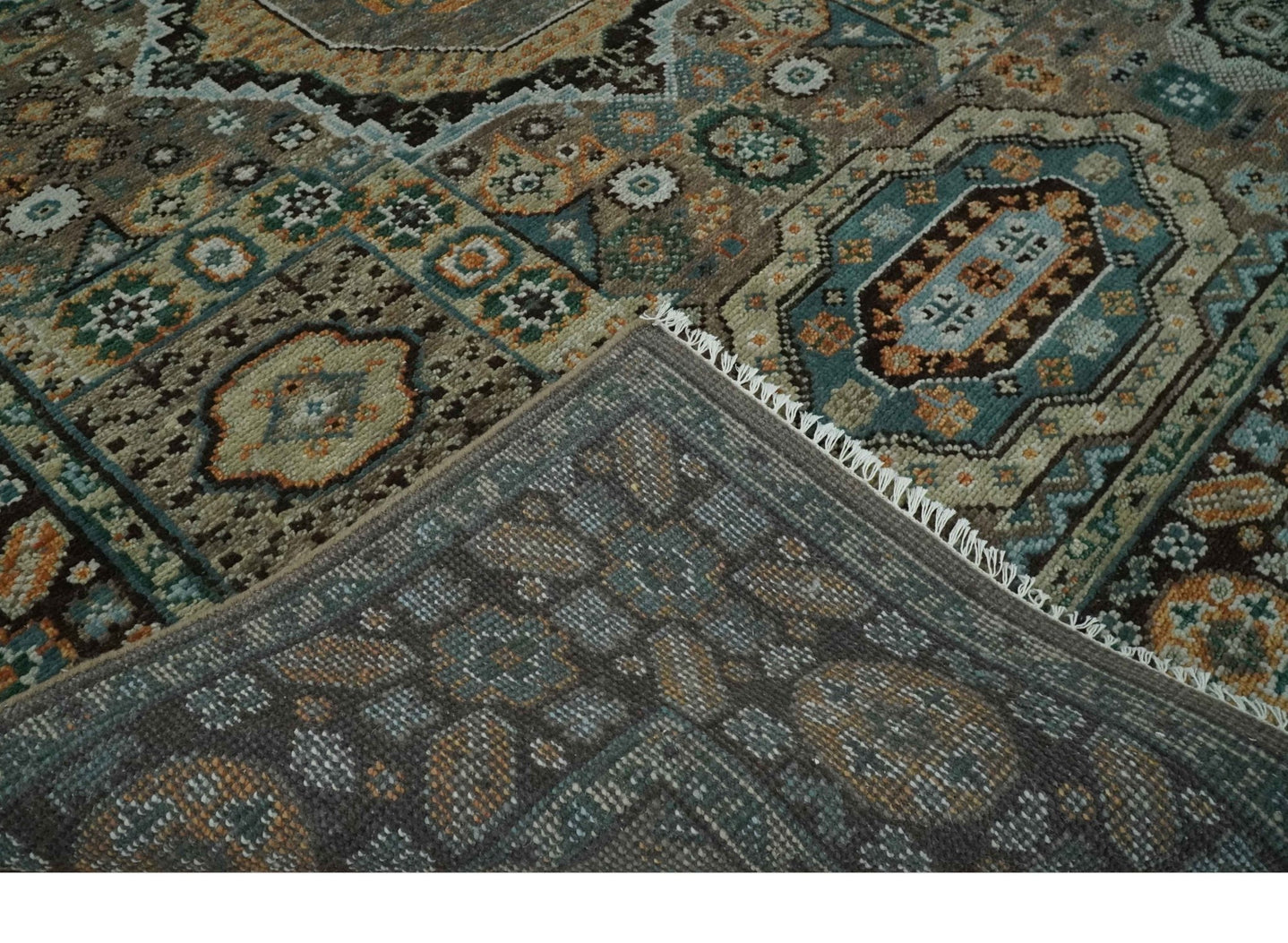 Custom Made Hand Knotted Brown, Black and Silver Traditional Wool Rug - The Rug Decor