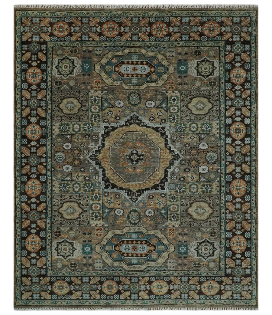 Custom Made Hand Knotted Brown, Black and Silver Traditional Wool Rug - The Rug Decor