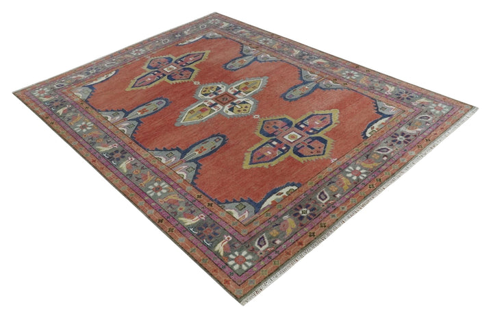 Custom Made Hand Knotted Dark Peach and Silver Traditional Wool Rug - The Rug Decor
