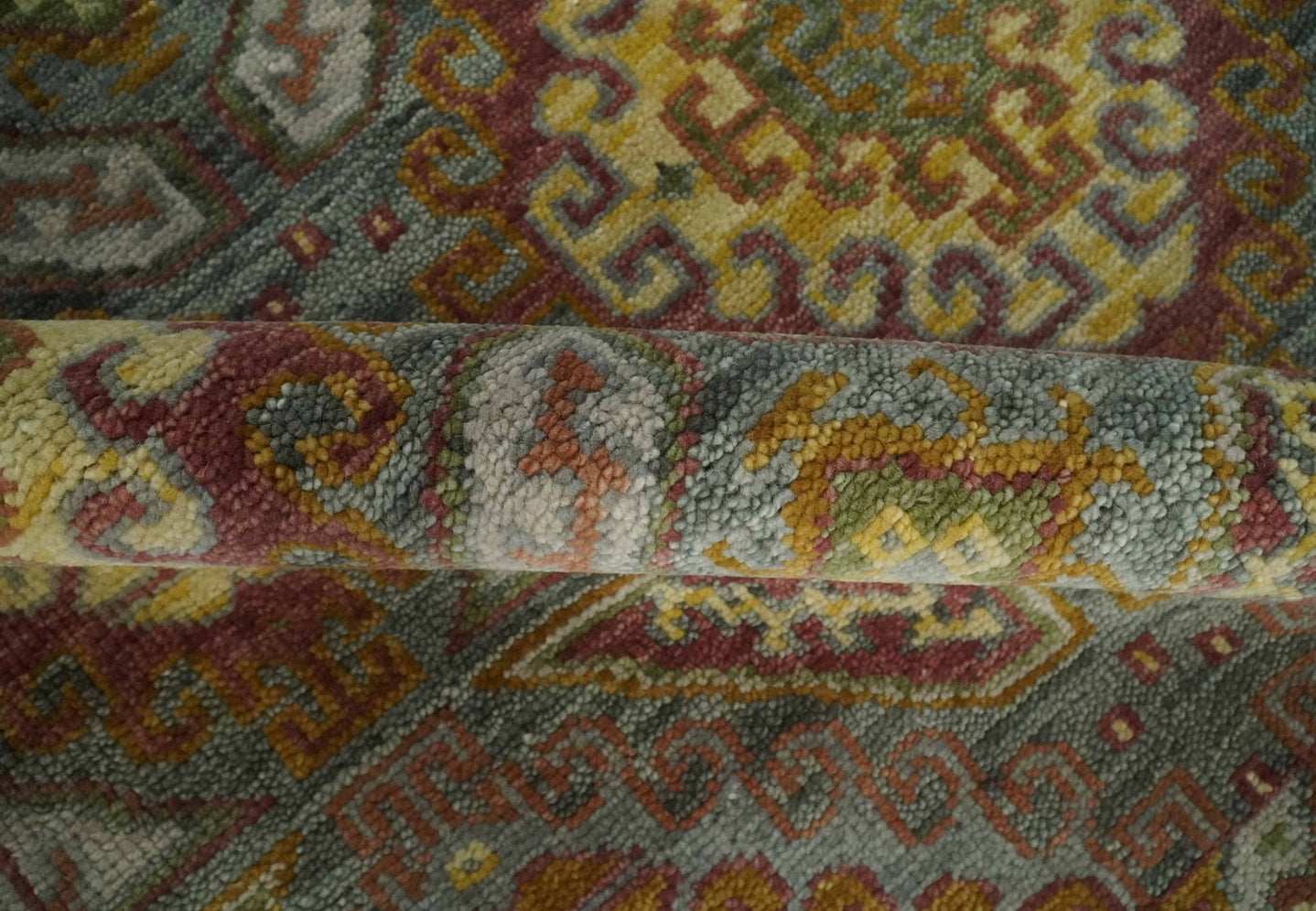 Custom Made Hand Knotted Gold and Gray Multi Size Oriental Traditional Wool Area Rug - The Rug Decor