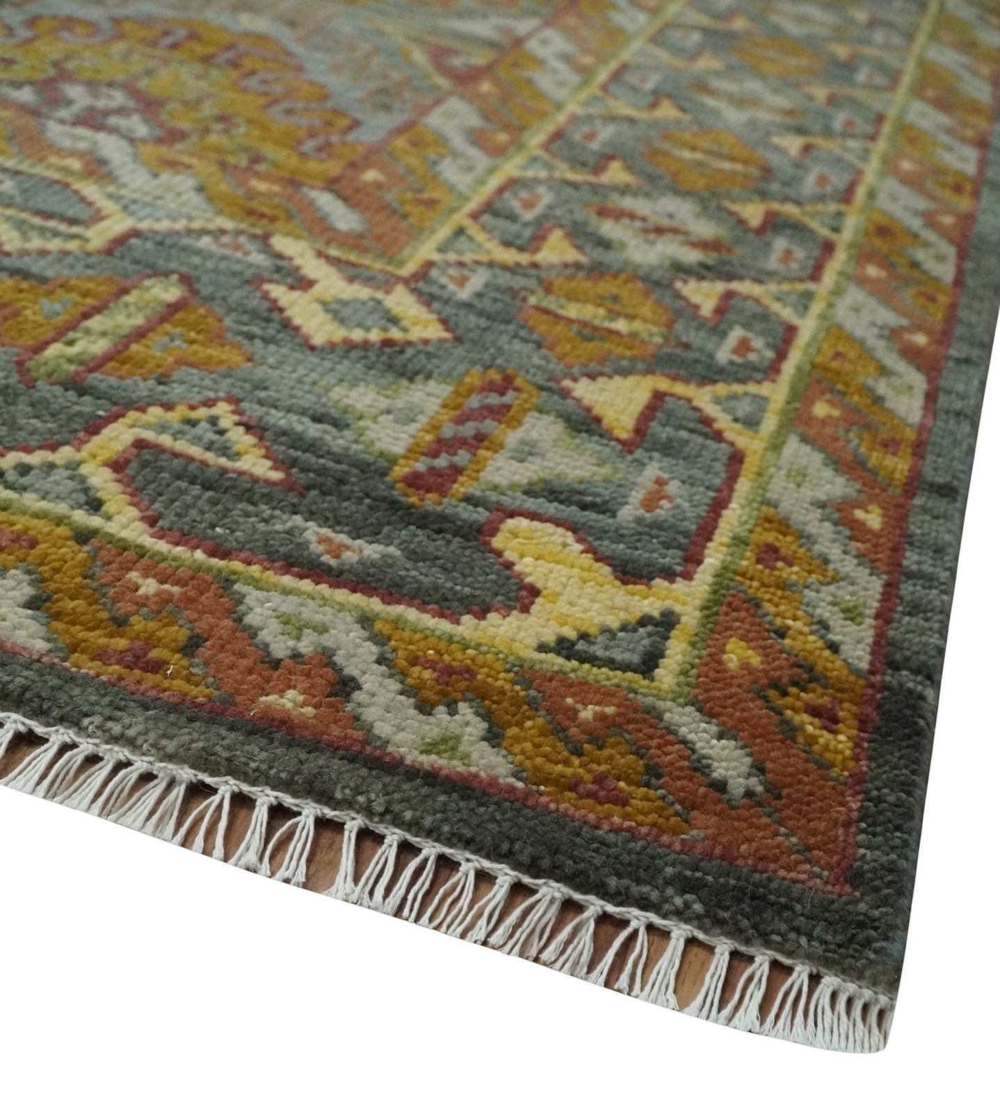 Custom Made Hand Knotted Gold and Gray Multi Size Oriental Traditional Wool Area Rug - The Rug Decor