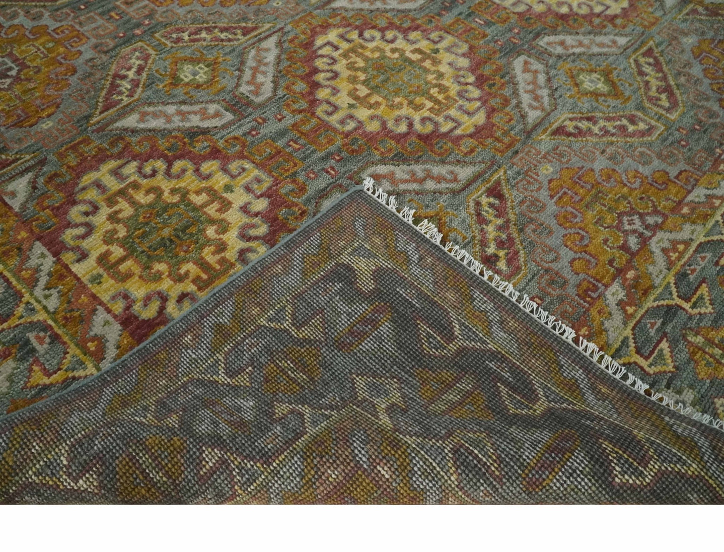 Custom Made Hand Knotted Gold and Gray Multi Size Oriental Traditional Wool Area Rug - The Rug Decor