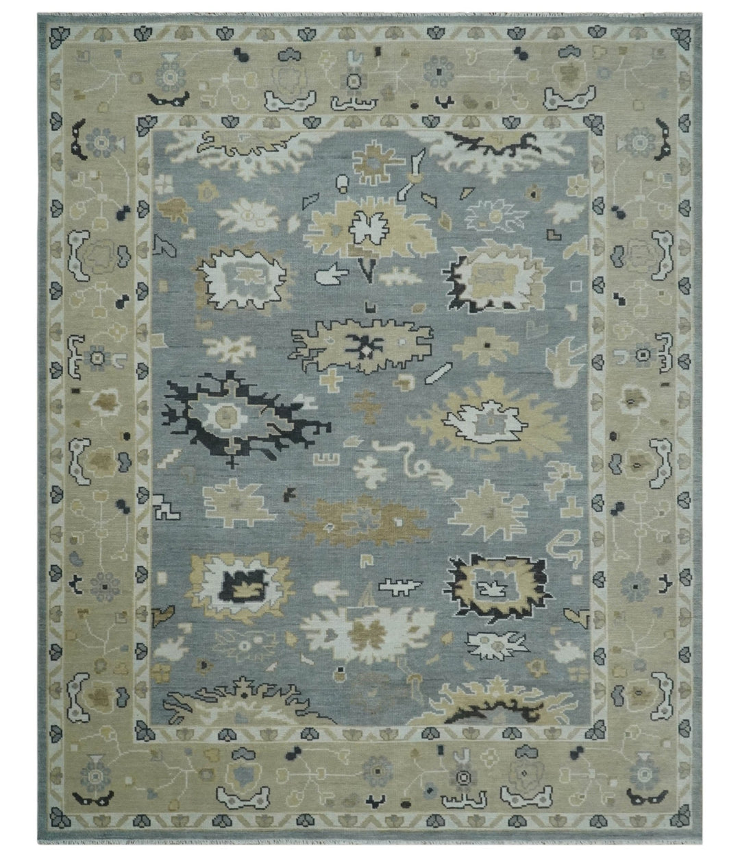 Custom Made Hand Knotted Gray and Beige Traditional Oushak Wool Area Rug - The Rug Decor