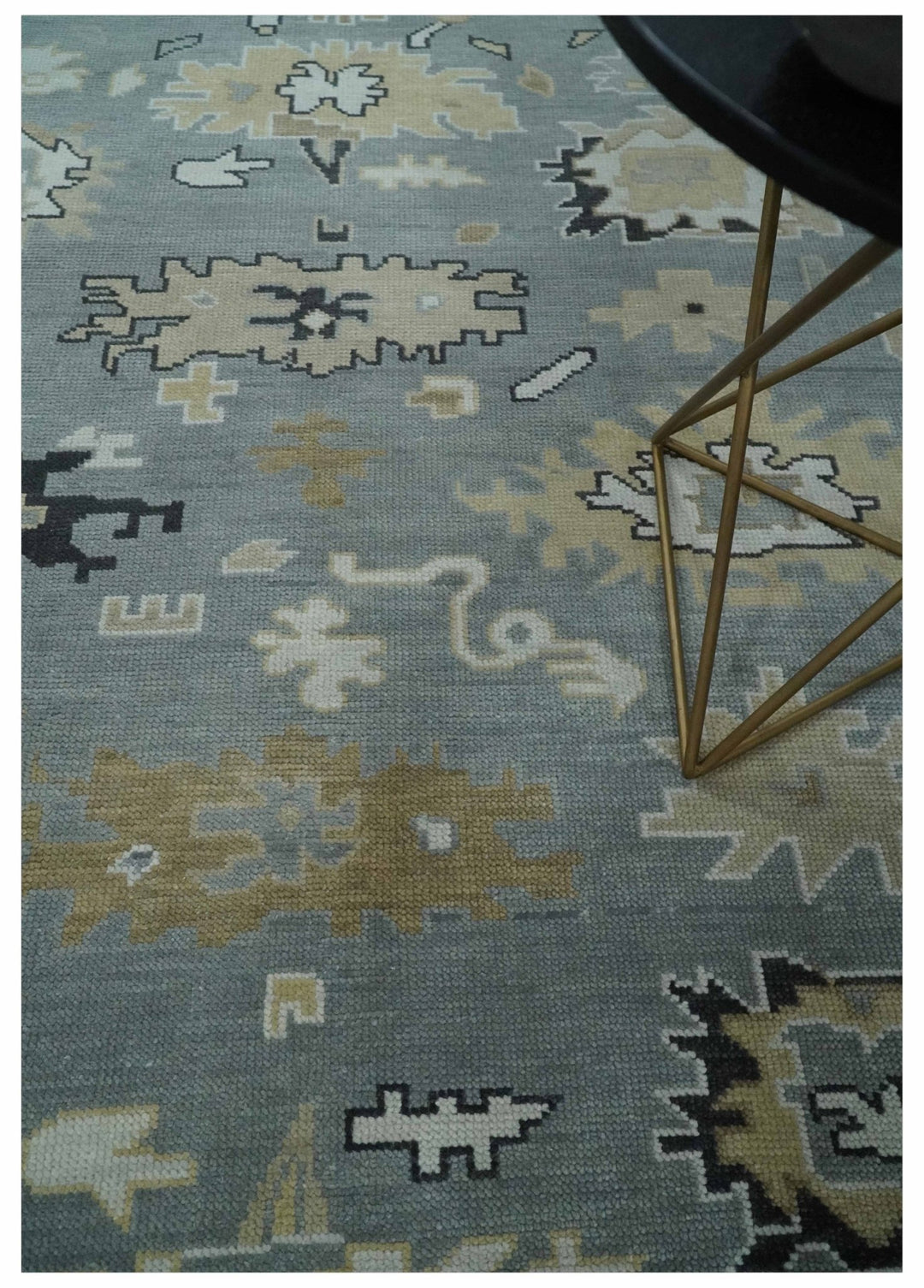 Custom Made Hand Knotted Gray and Beige Traditional Oushak Wool Area Rug - The Rug Decor