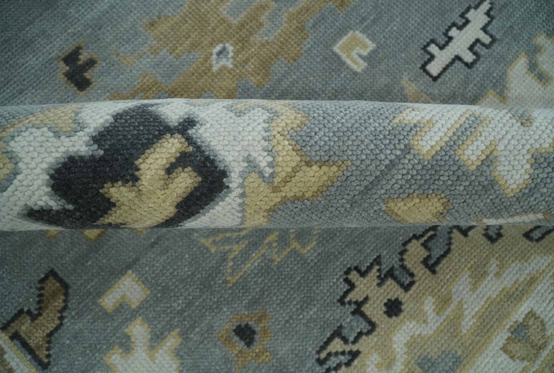 Custom Made Hand Knotted Gray and Beige Traditional Oushak Wool Area Rug - The Rug Decor